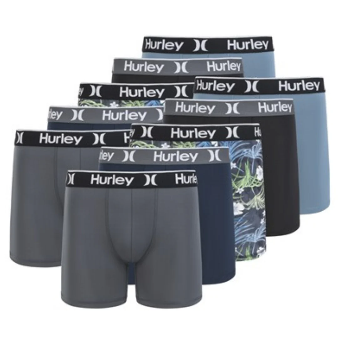 10-Pack Hurley Men's Printed Boxer Briefs