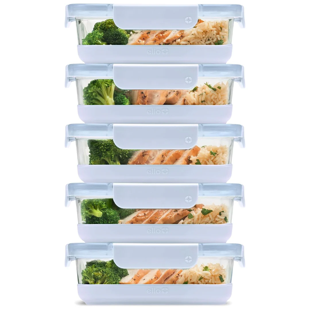 10-Piece Ello Duraglass 3.4 Cup Food Storage Container With Silicone Boot