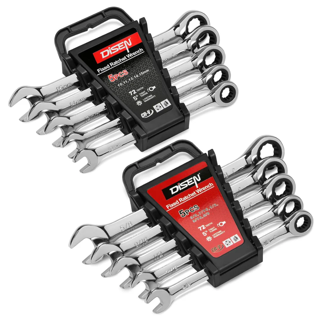 10-Piece Ratcheting Wrench Set SAE & Metric Ratchet Wrench Set