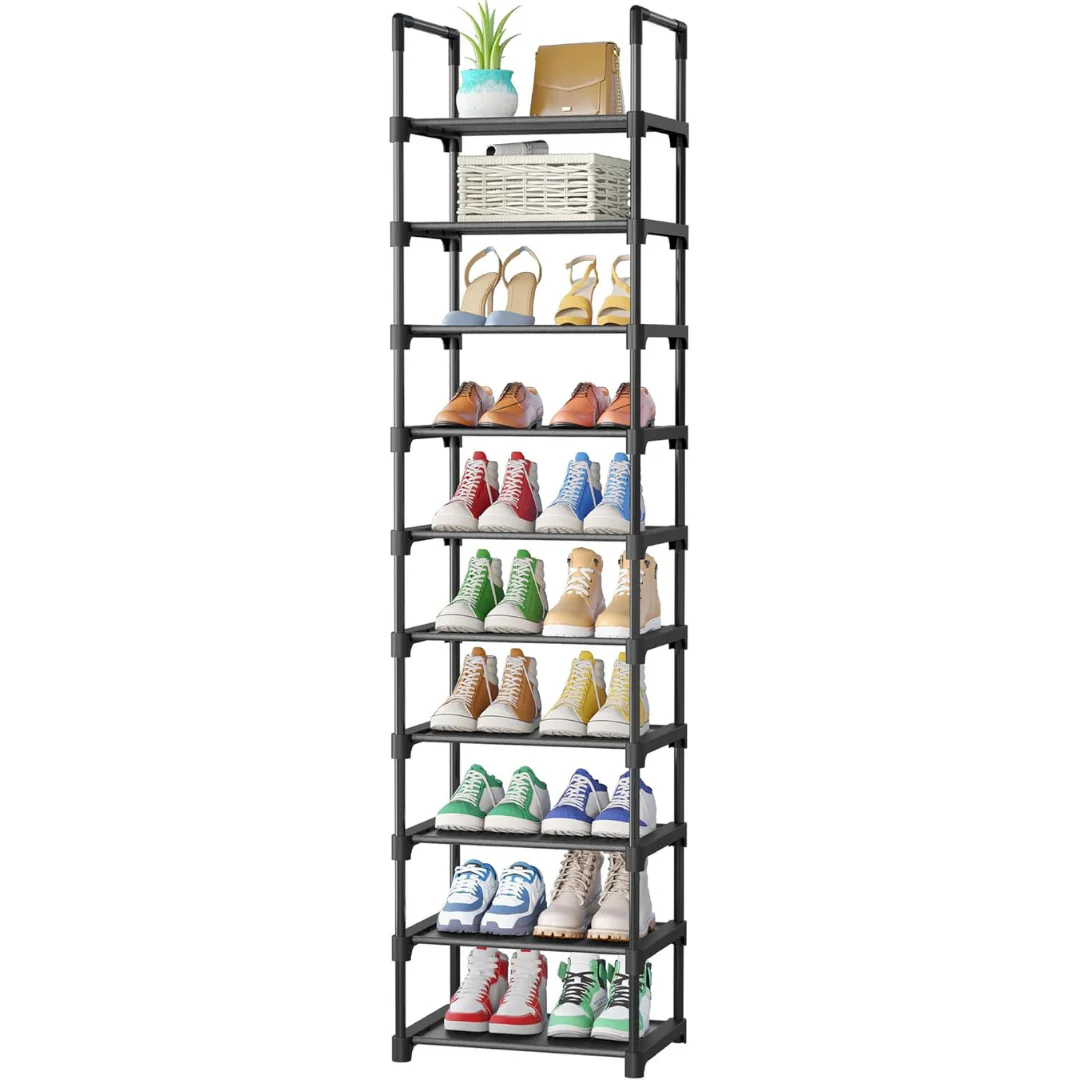 10-Tier Shoe Organizer with Detachable Fabric Shelves