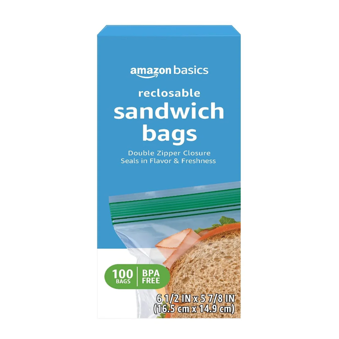 100 Amazon Basics Double Zipper Sandwich Bags