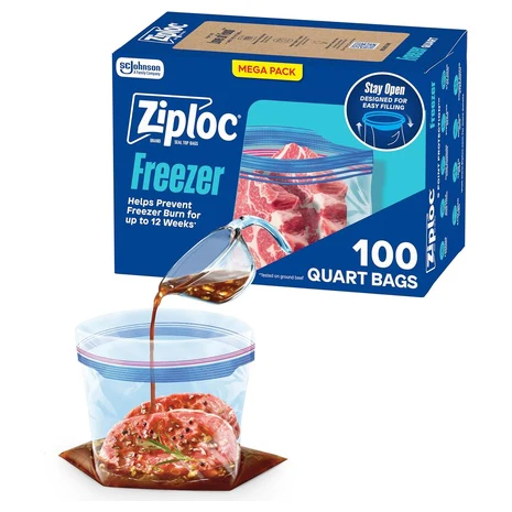100 Ziploc Quart Grip 'n Seal Food Storage Freezer Bag
