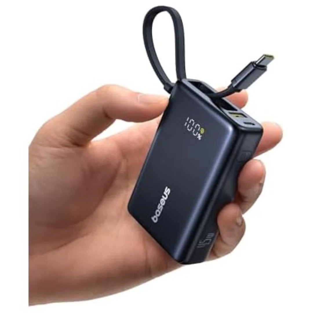 10000mAh Baseus PD 45W Portable Power Bank With Built-In USB-C Cable
