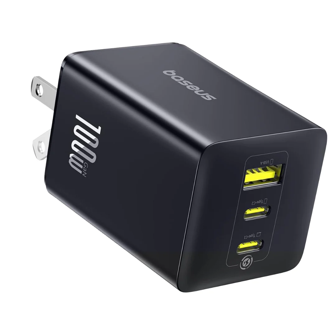 100W Baseus EnerFill 3-Port USB-C GaN Wall Charger (2x USB-C & USB-A)