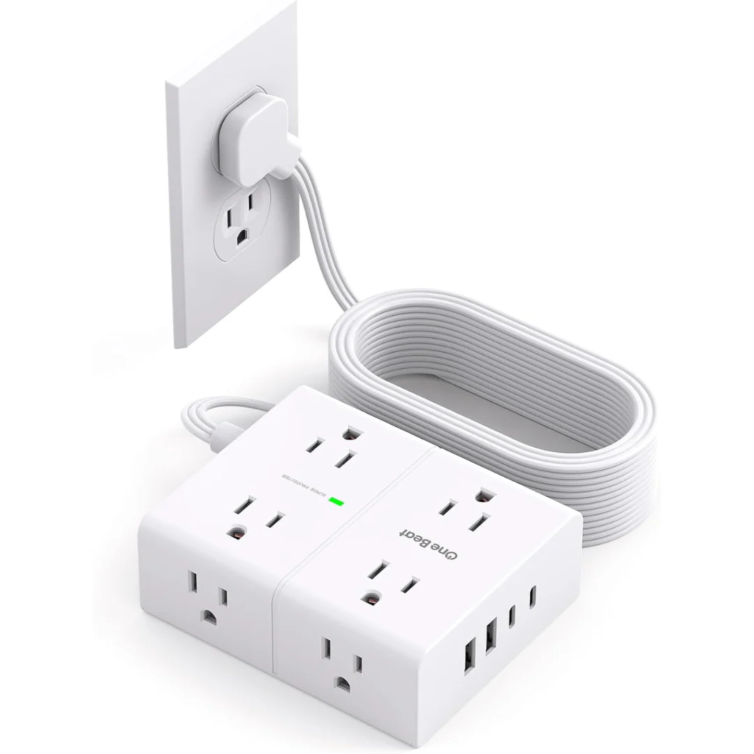 10Ft Surge Protector Power Strip With USB-C Desk Charging Station