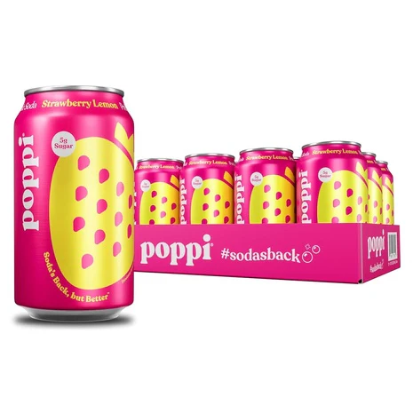 12-Pack Poppi Strawberry Lemon Prebiotic Soda