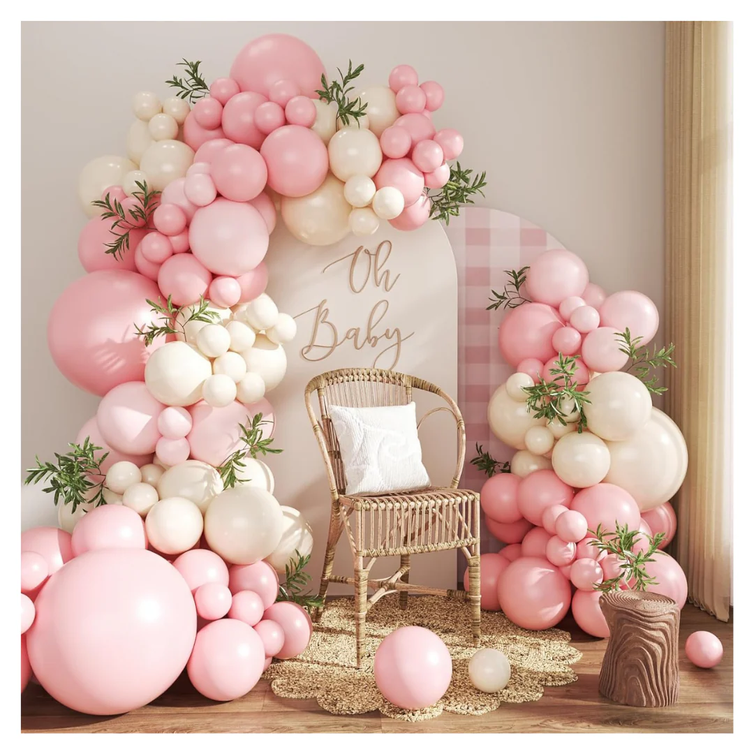 124-Pieces Pink And White Arch Garland Decoration Balloon