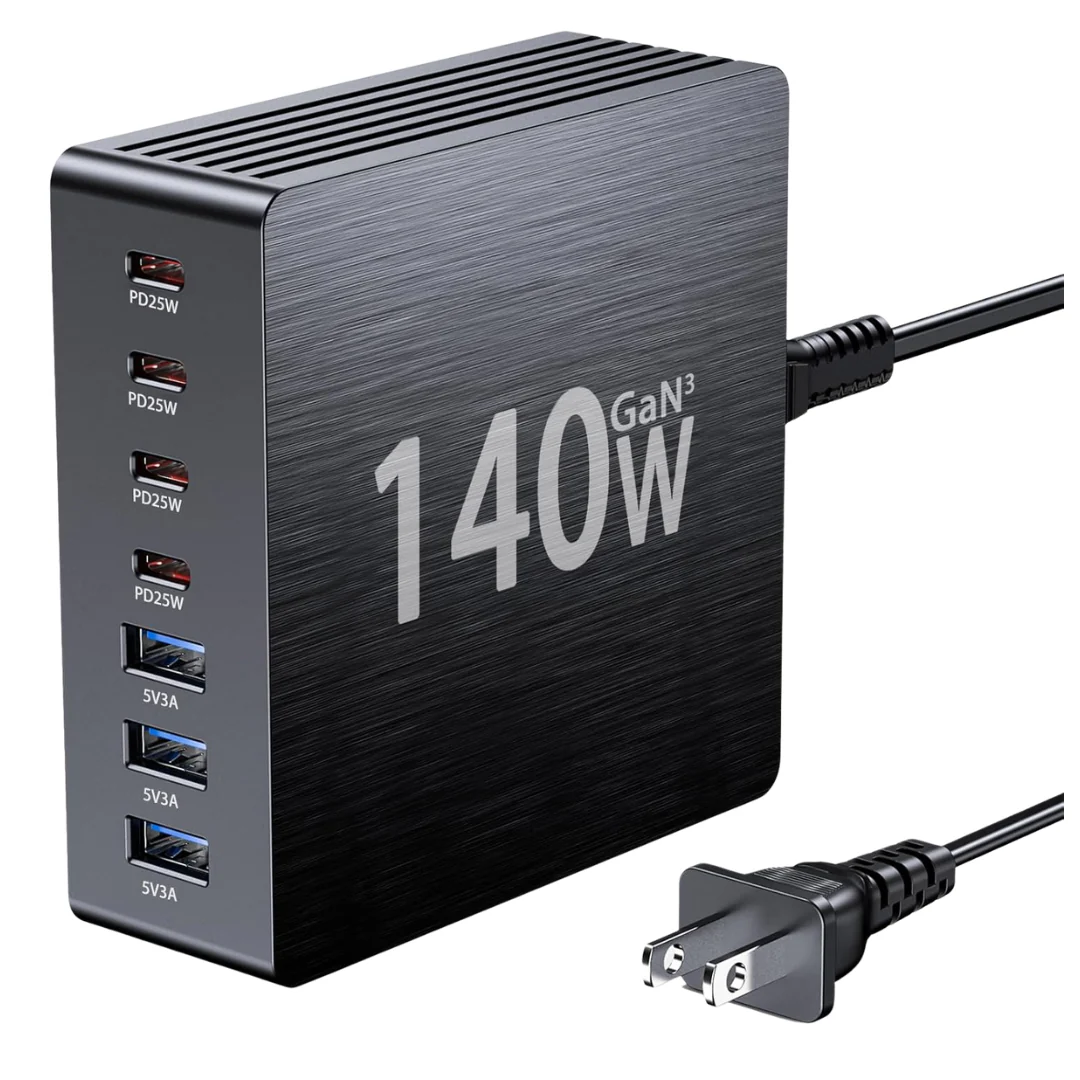140W GaN III 7-Port USB C Charger Block