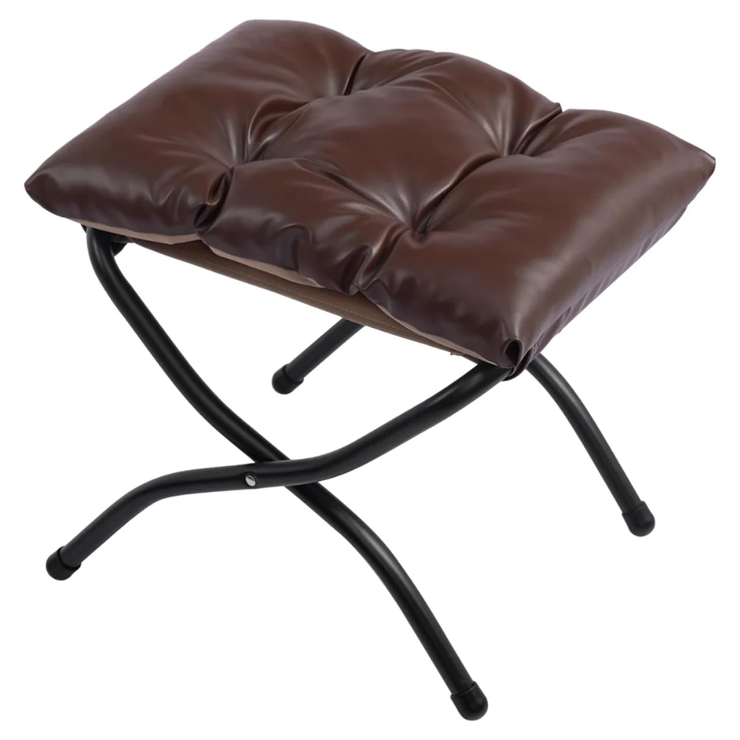 15" Portable Folding Footrest Stool With Metal Frame