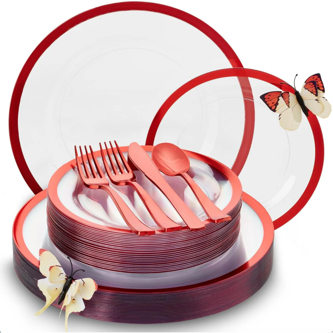 150-Piece By Madee Disposable Plastic Plates, Bowls & Cutlery Set