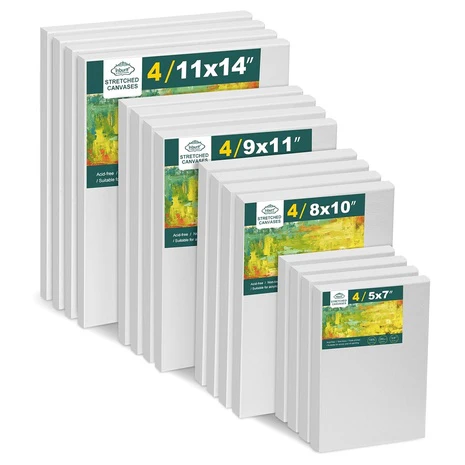 16 Blank Stretched Canvas Set