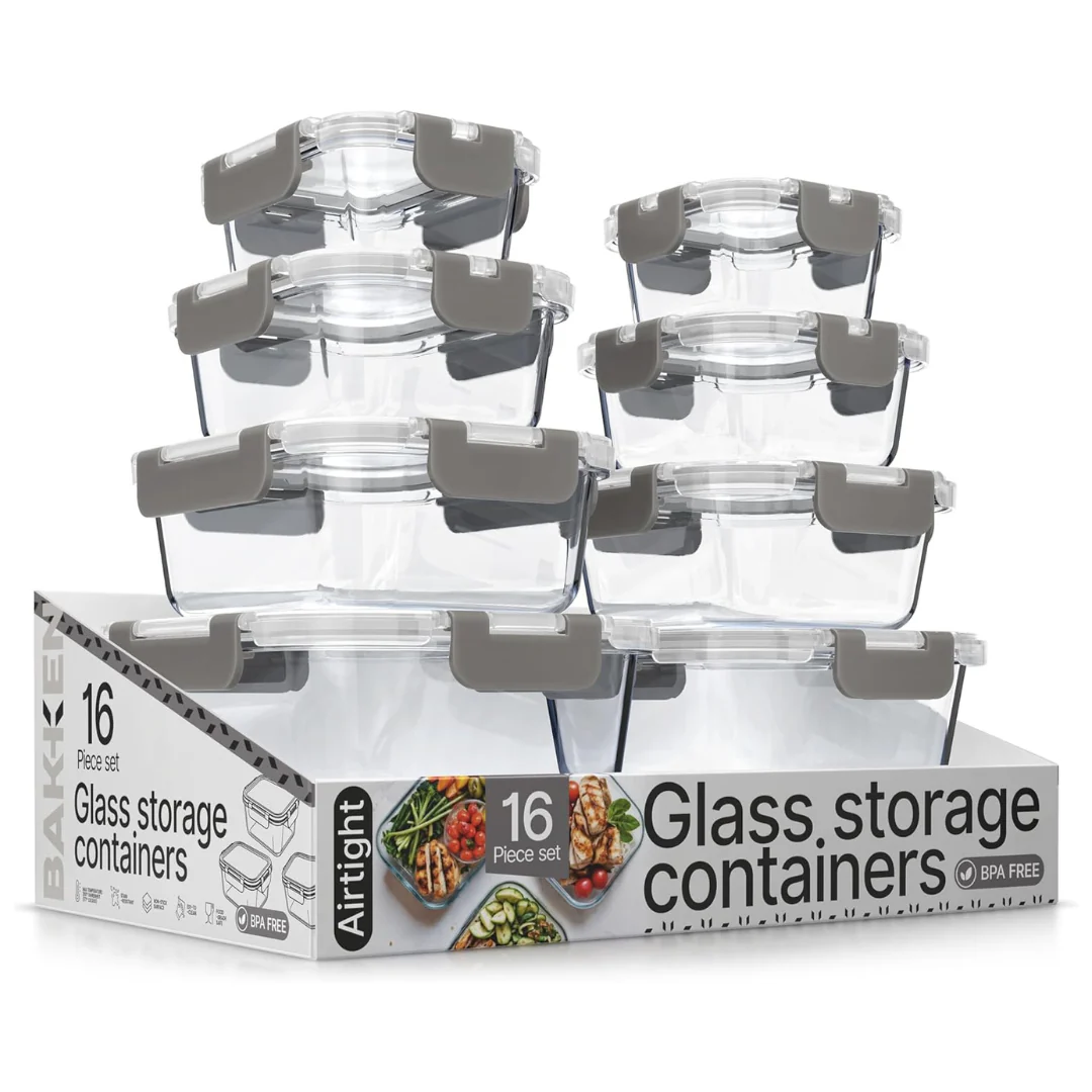 16-Pieces Bakken Glass Food Storage Containers Set