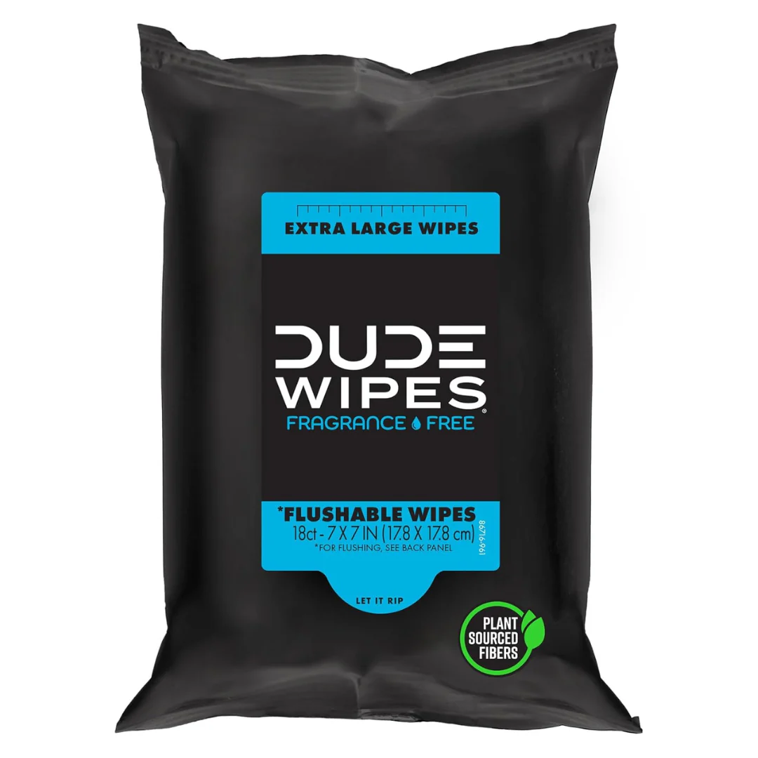 18-Count Dude Extra-Large Flushable Unscented Travel Wipes