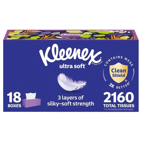 18 Flat Boxes Kleenex Tissues