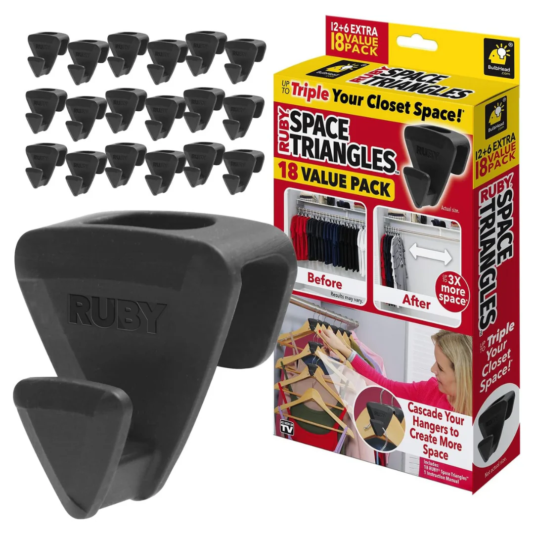 18-Piece Ruby Space Triangles Original As-Seen-On-TV Hanger Hooks