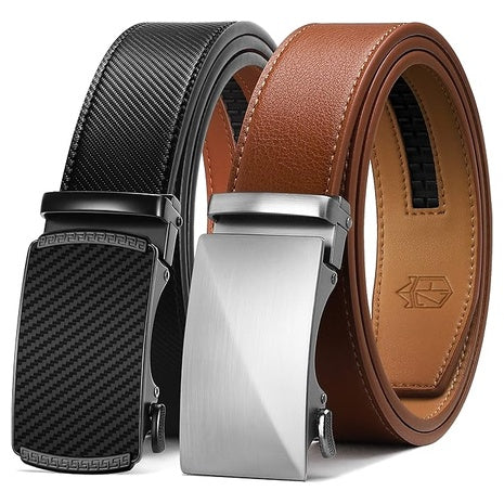 2 Men's Leather Ratchet Belts