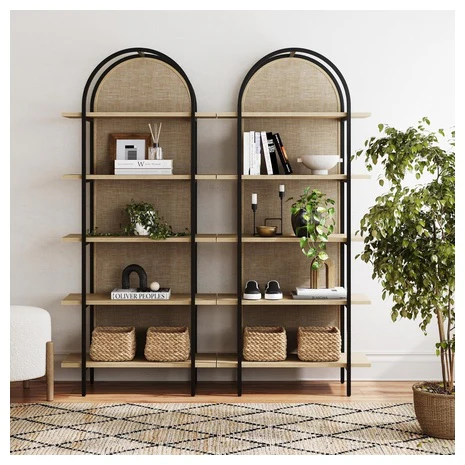 2 Nathan James 5-Shelf Etagere Bookcases