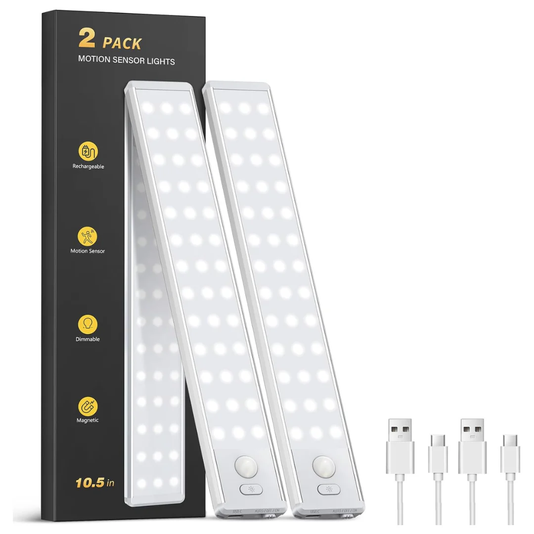 2-Pack 10.5" LED Motion Sensor Under Cabinet Lights