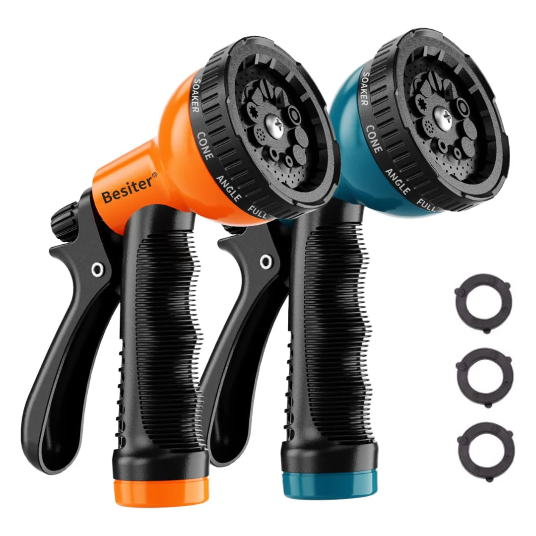 2-Pack 10 Watering Patterns Garden Hose Nozzle Sprayer (2 Colors)