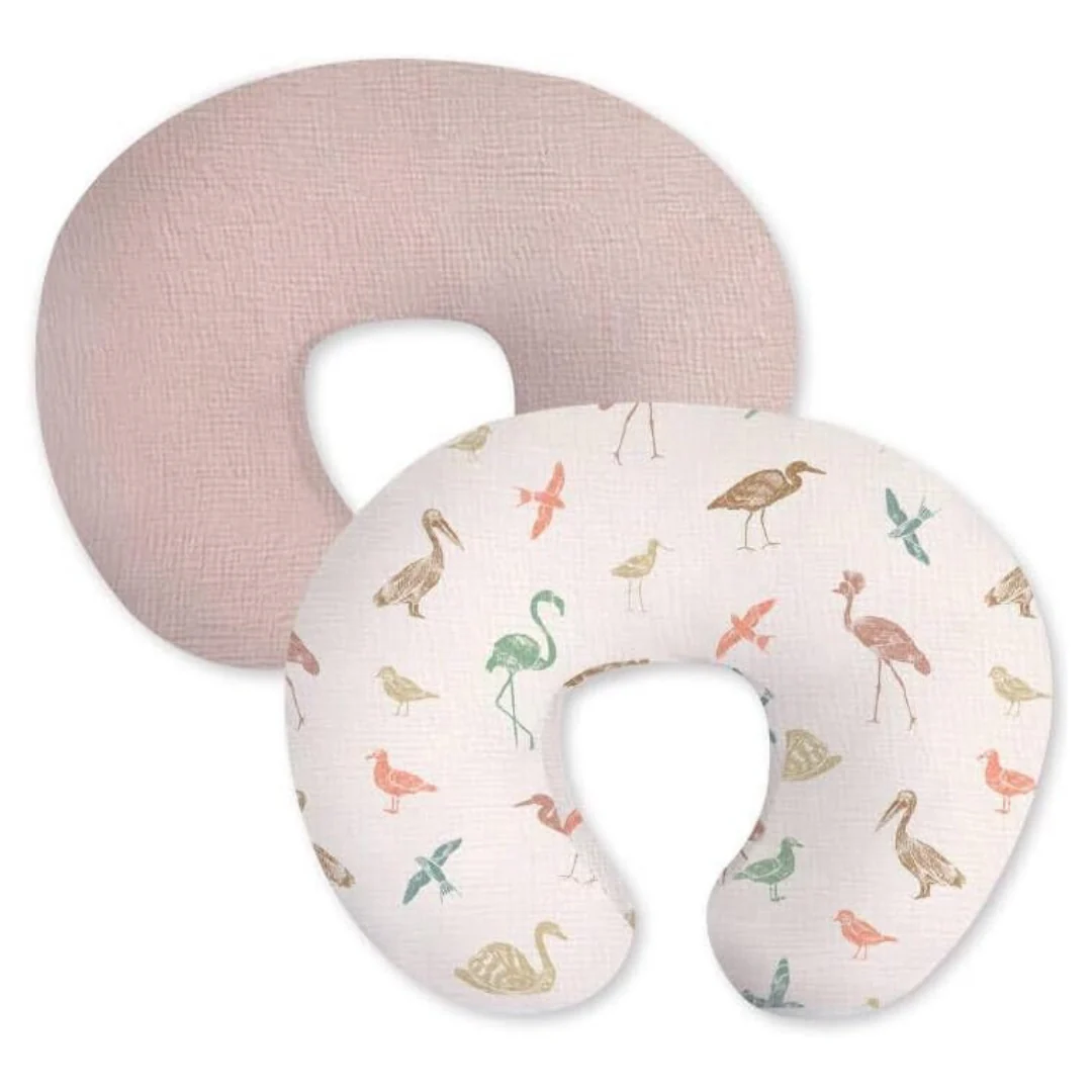 2 Pack 100% Cotton Removable Breastfeeding Pillow Covers