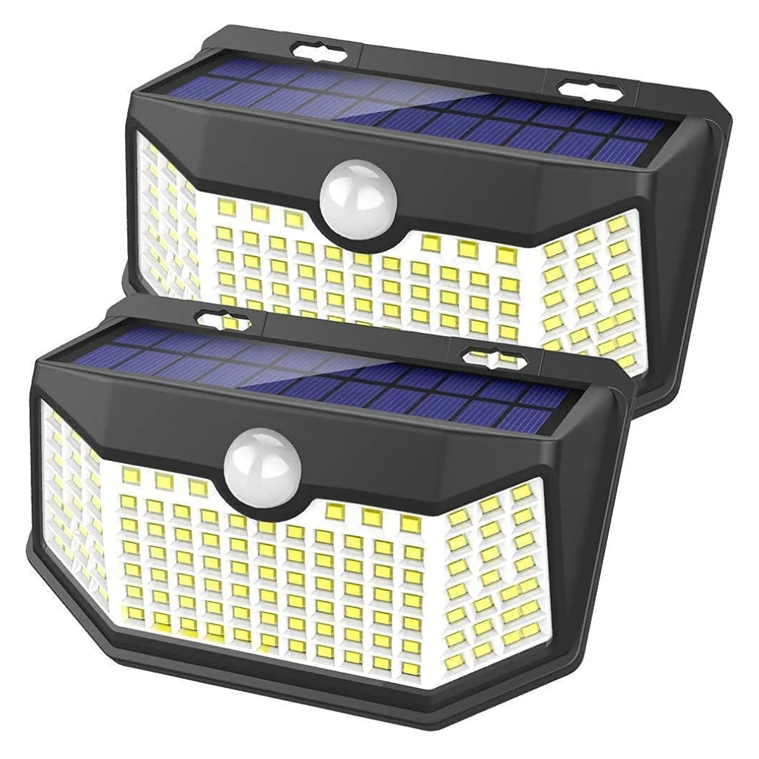 2-Pack 120-LED IP65 Waterproof Solar LED Wall Lights