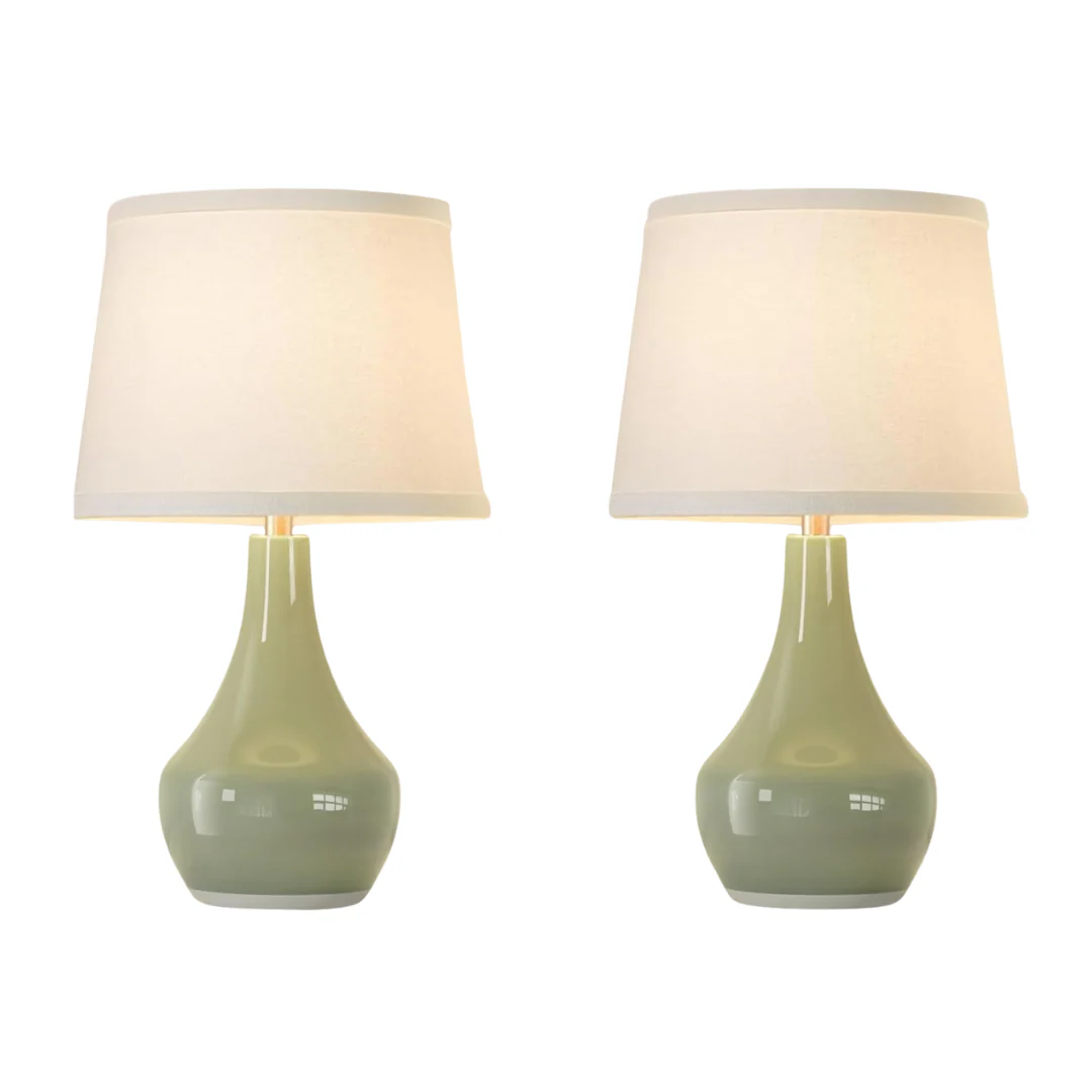 2-Pack 19.4" 8W Modern Ceramic Table Lamps Set W/ Rocker Switch