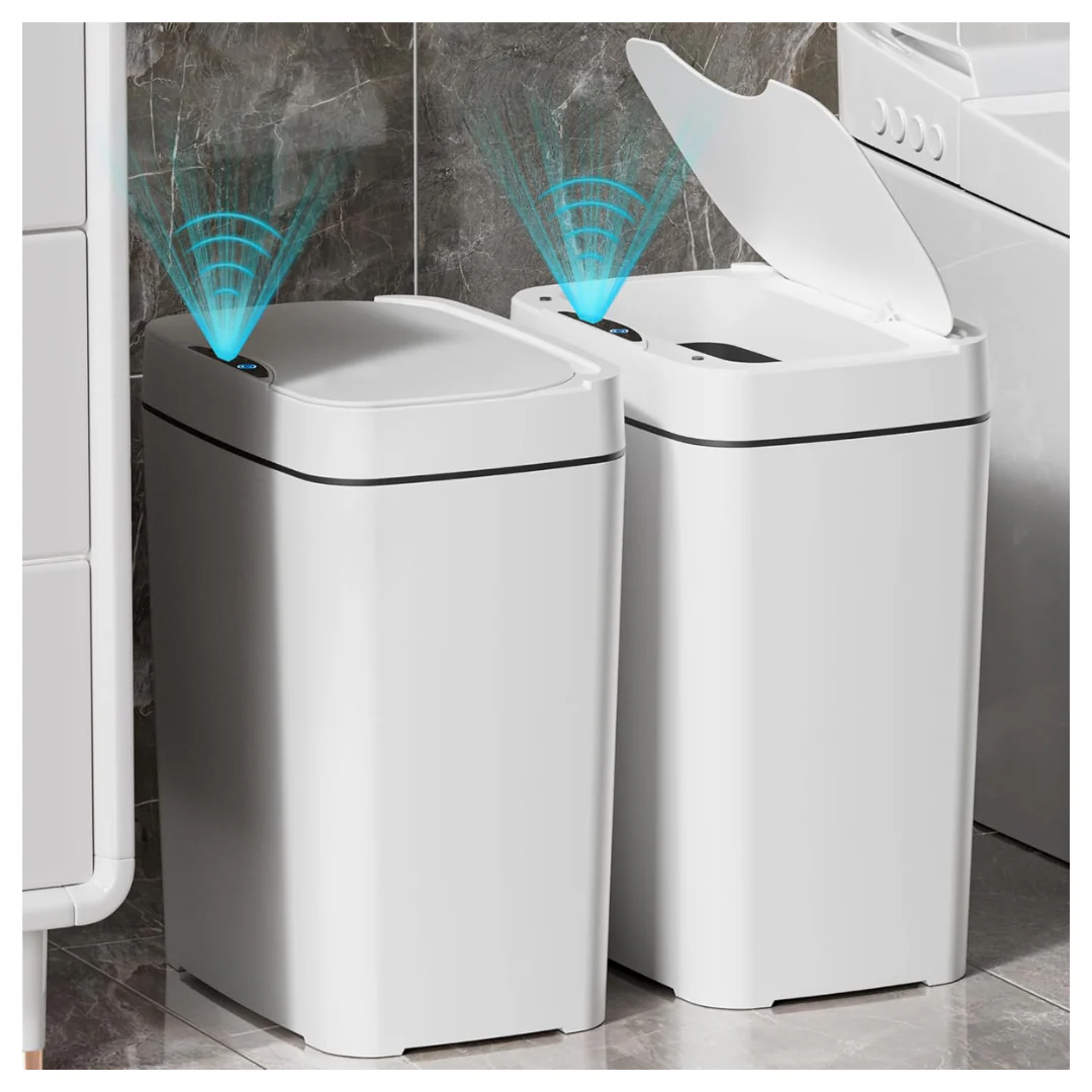 2-Pack 2.7-Gal Vanpopubs Automatic Bathroom Smart Trash Can W/ Lid