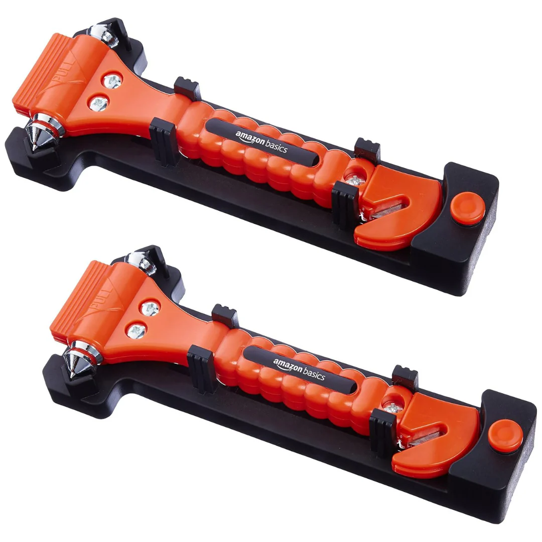 2-Pack Amazon Basics Emergency Seat Belt Cutter & Window Hammer Tool