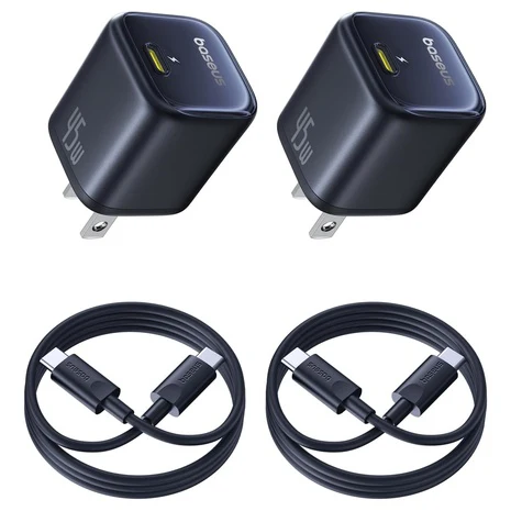 2-Pack Baseus 45W USB-C Charger Block with Cable