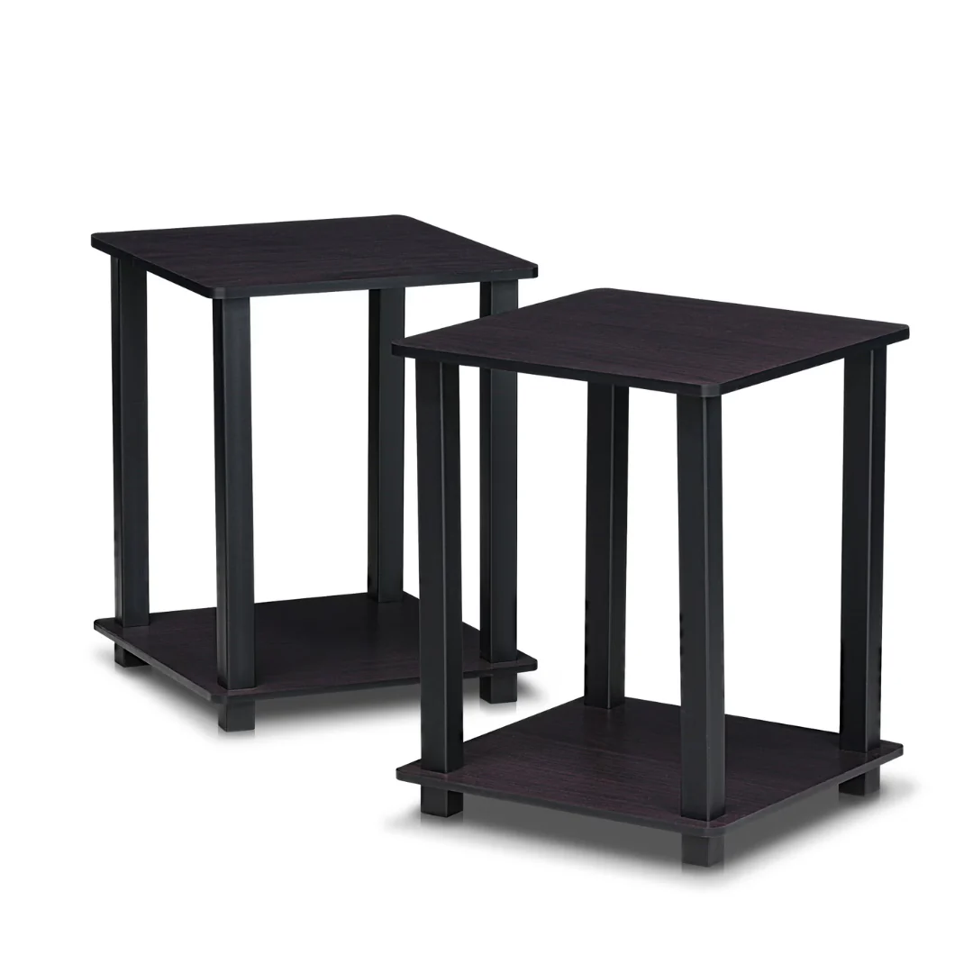 2-Pack Furinno 2-Tier Square End Tables