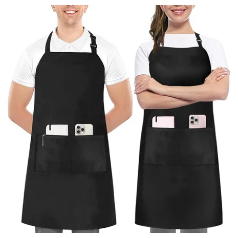 2-Pack Kitchen Bib Aprons with Pockets