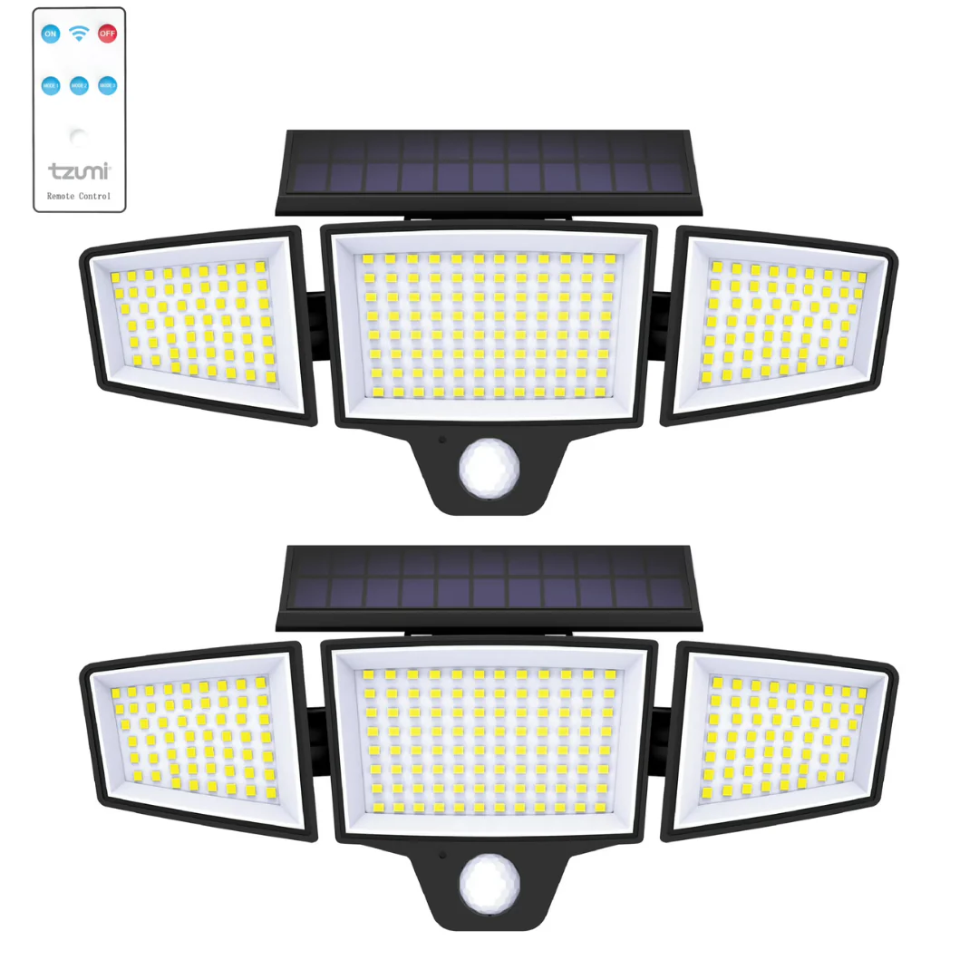 2-Pack Tzumi Solar Motion Sensor Flood Lights With Remote
