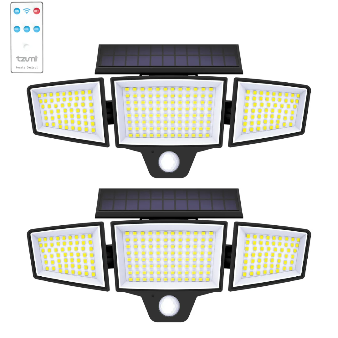 2-Pack Tzumi Solar Motion Sensor Flood Lights with Remote