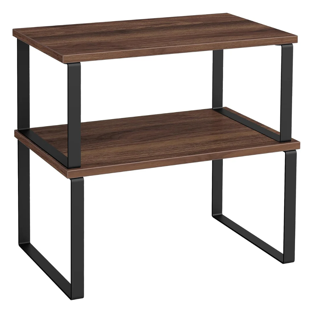 2-Piece Stackable Expandable Kitchen Cabinet Organizer Shelves