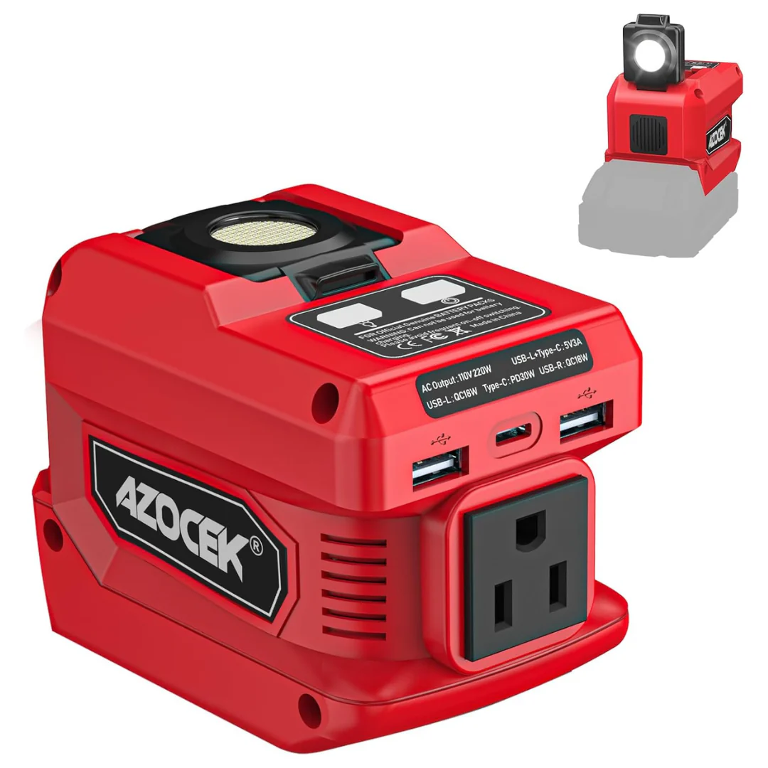 220W/18V Battery Inverter Power Station W/ 400LM LED Work Light