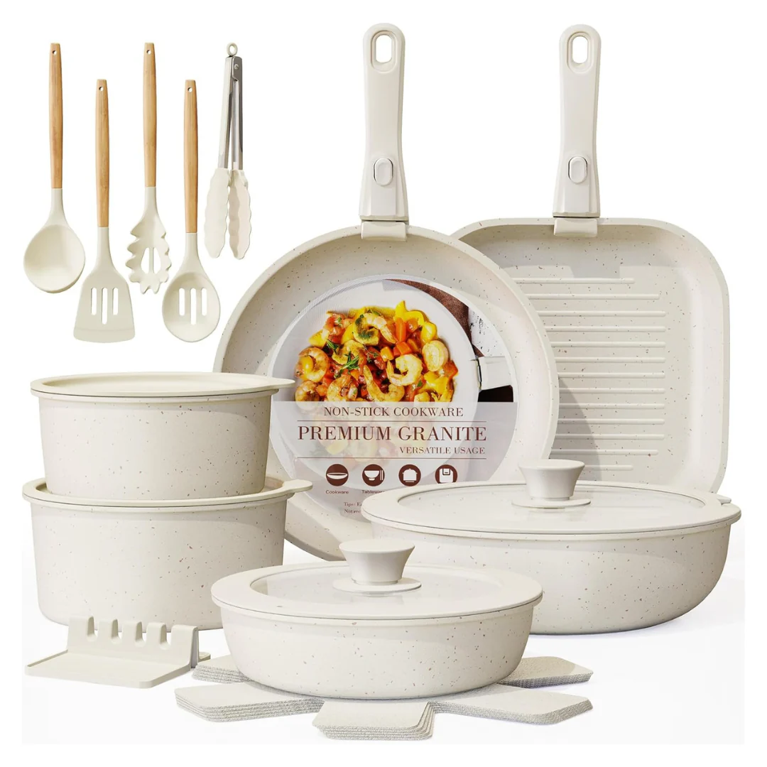 23-Pieces Astercook Pots & Pans Non Stick Ceramic Cookware Set