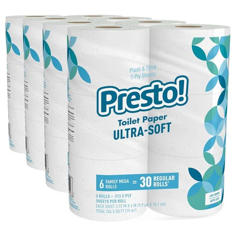 24 Family Mega Rolls (120 Regular Rolls) Presto! Toilet Paper