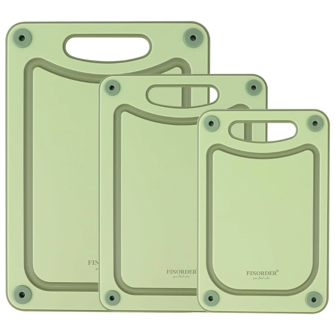 3-Pack BPA-Free Non Slip Plastic Reversible Chopping Board