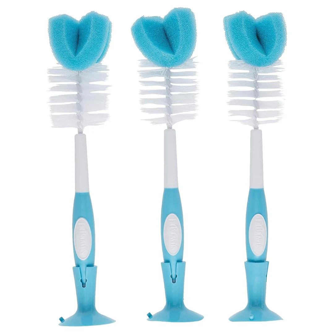 3-Pack Dr. Brown's Baby Bottle Cleaning Brush W/ Sponge & Scrubber