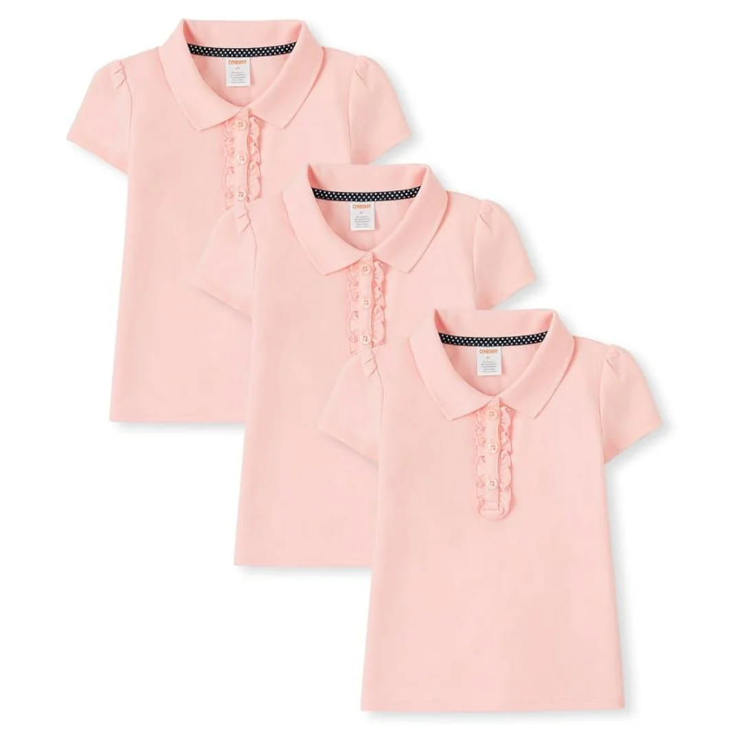 3-Pack Gymboree Girls And Toddler Short Sleeve Ruffle Polo Shirt