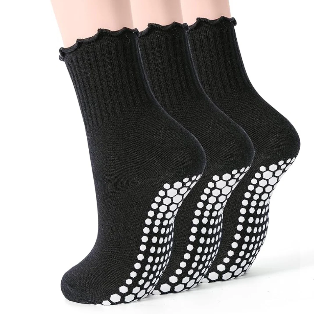 3-Pairs Women's Non Slip Grippers Anti Skid Sticky Socks