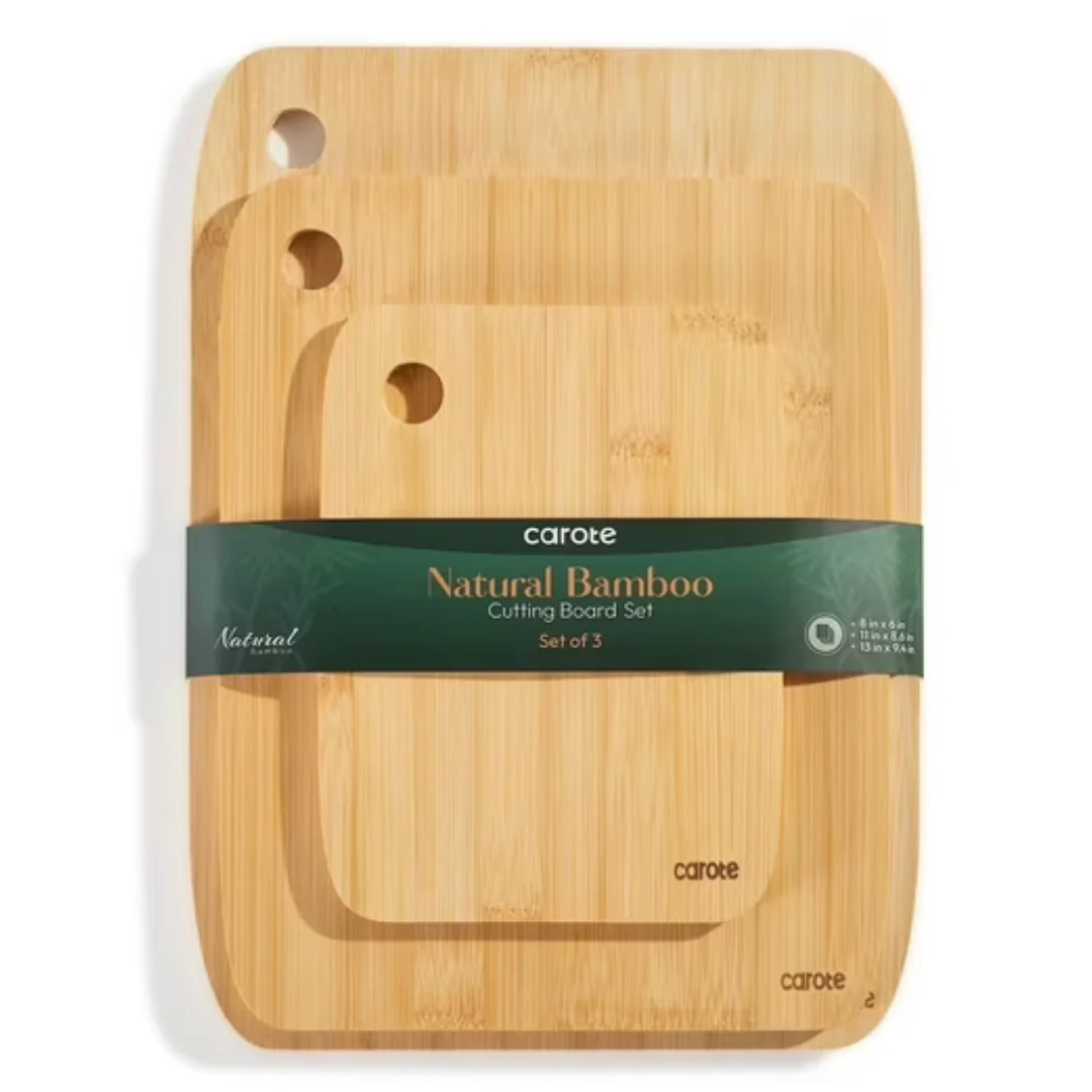 3-Piece Carote Bamboo Cutting Board Set with Handles