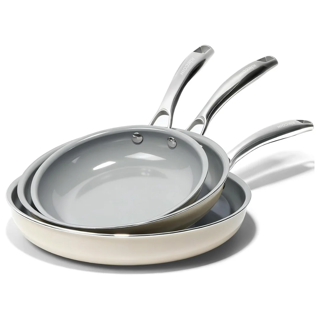 3-Piece Ceramic Nonstick Frying Pan Set W/ Handles (8", 9.5", 11")