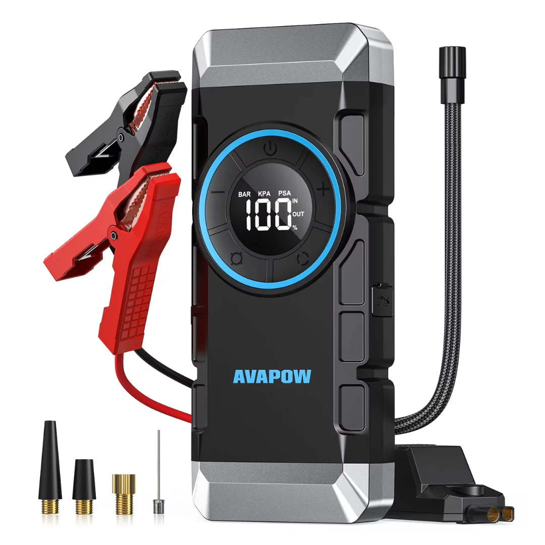 3000A 12V 23800mAh Portable Jump Starter W/ 150PSI Air Compressor