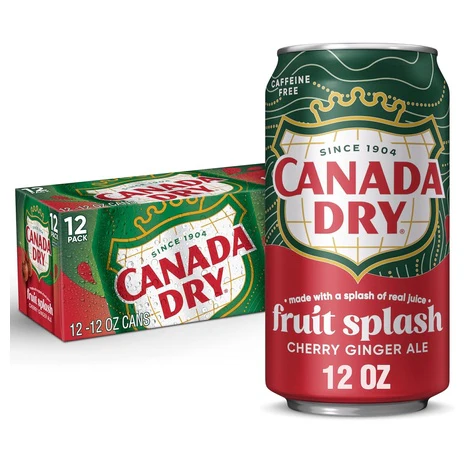 36 Cans Canada Dry Cherry Ginger Ale Fruit Splash Soda