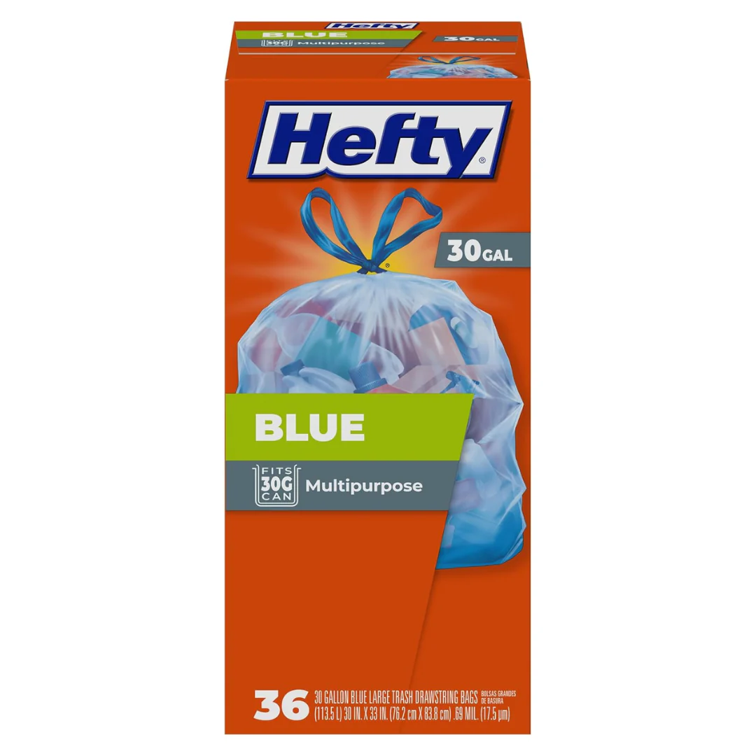 36-Count Hefty 30-Gallon Blue Trash Bags