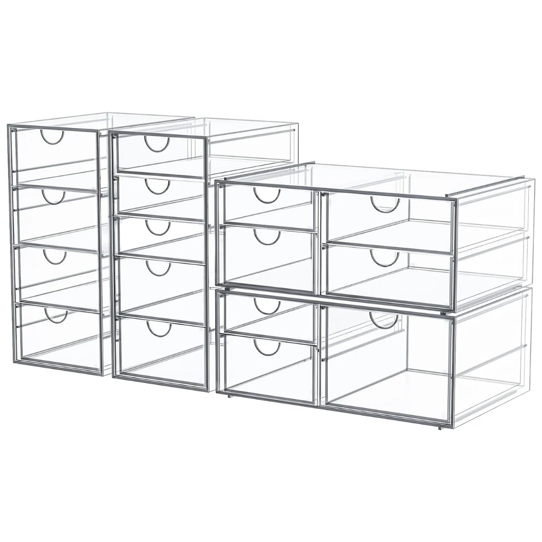 4-Pack caktraie Makeup Organizer Storage With 16 Drawers