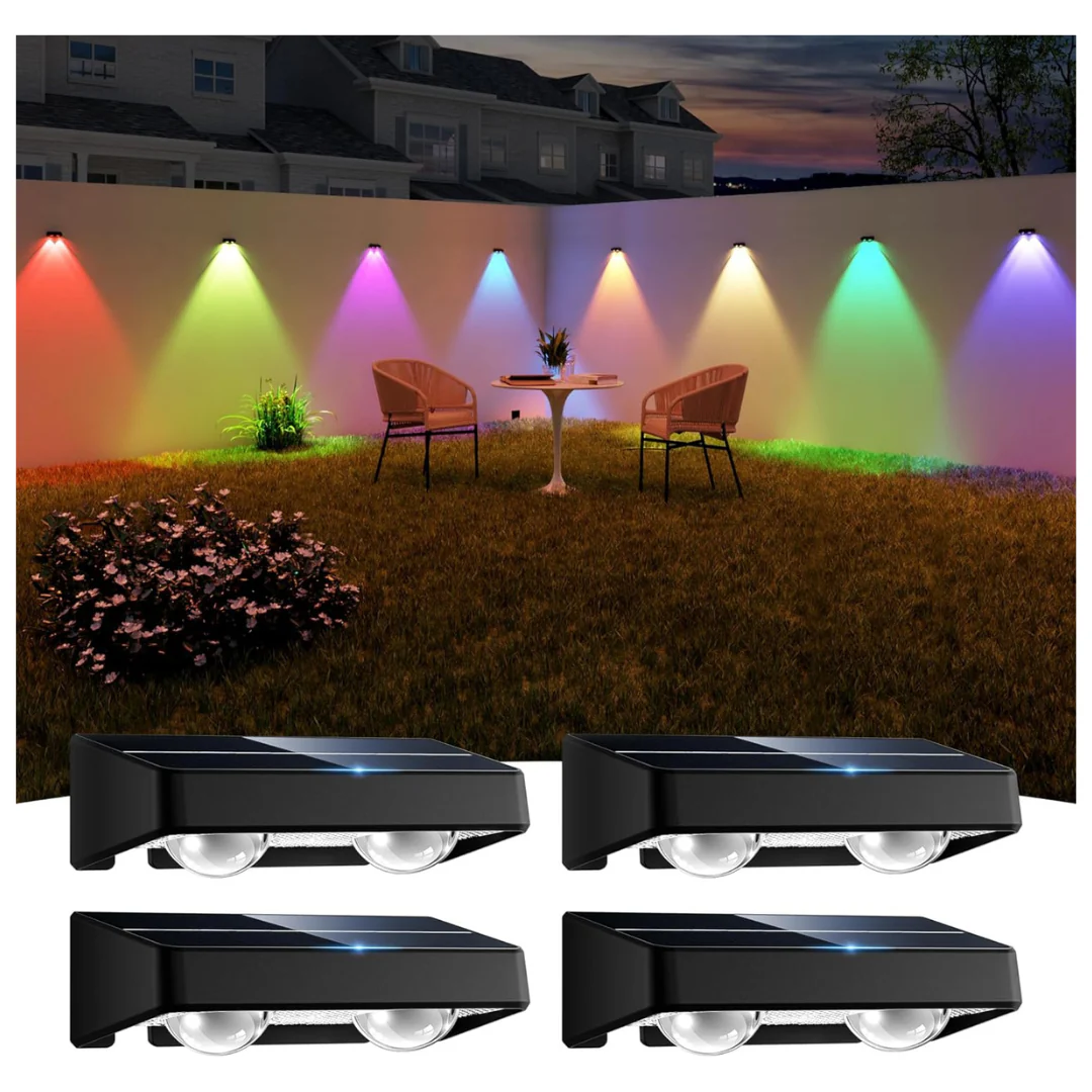 4-Pack Outdoor Color Changing Fence Solar Lights