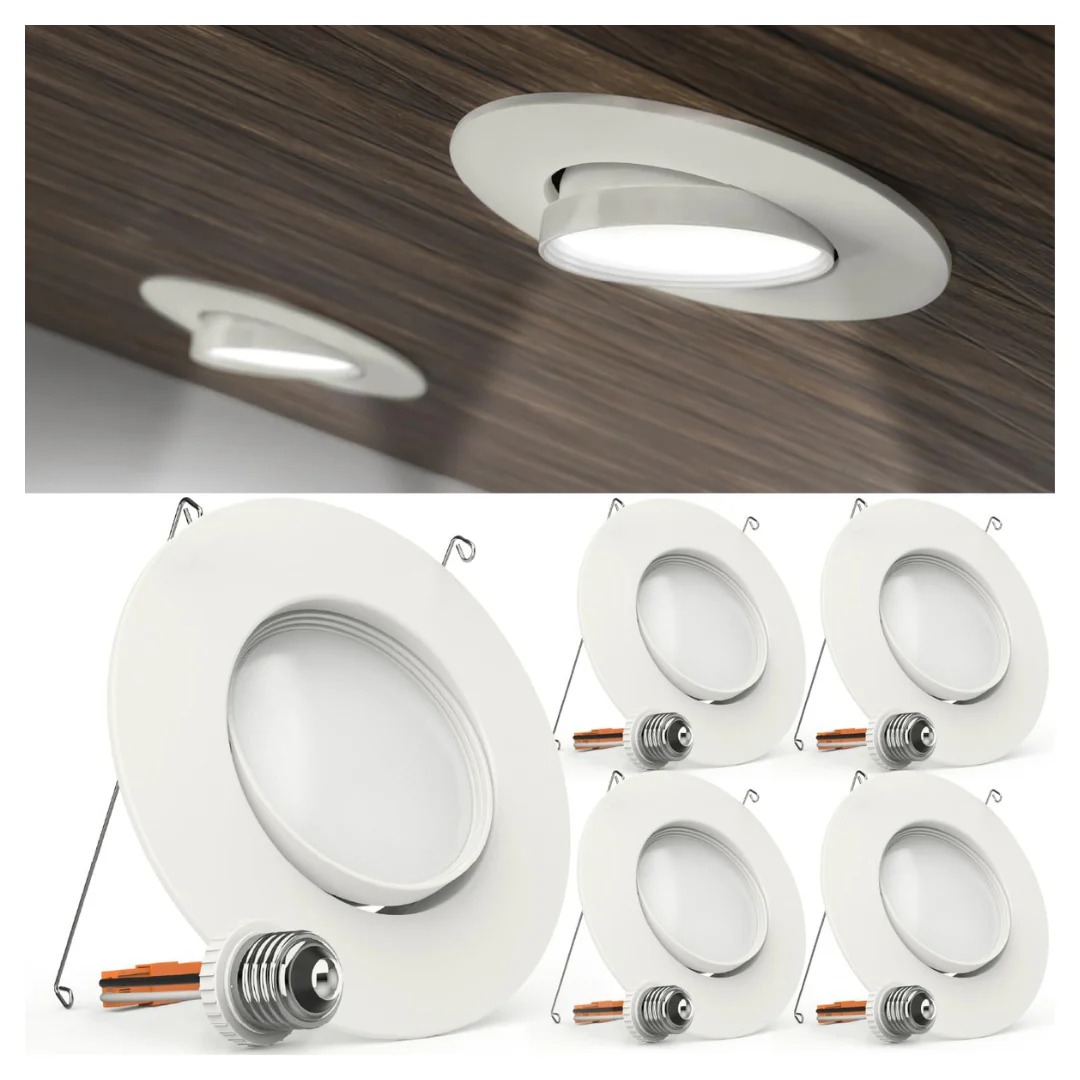 4-Pack Sunco 12W 5/6" 2700K LED Recessed Gimbal Can Lights (2-Colors)