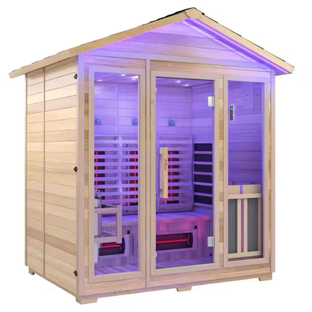 4-Person Outdoor Red Cedar and Hemlock Wet/Dry Sauna